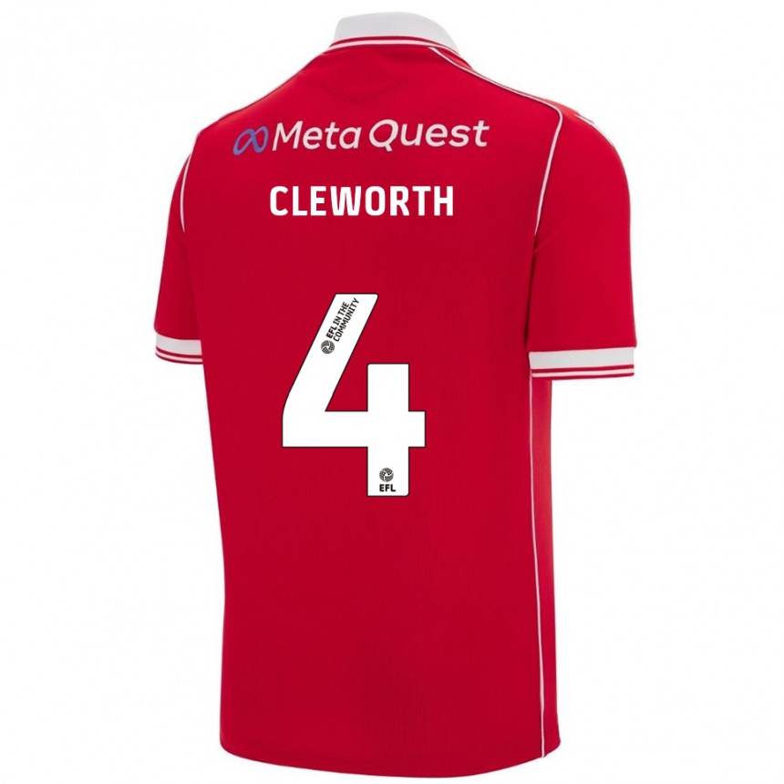 גברים כדורגל מקס קליוורת #4 אדום לבן ג'רזי ביתית 2025/26