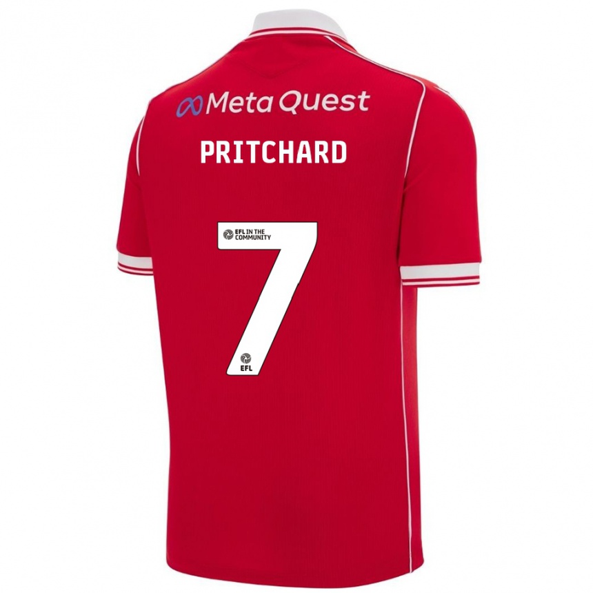 גברים כדורגל רבקה פריצ'ארד #7 אדום לבן ג'רזי ביתית 2025/26
