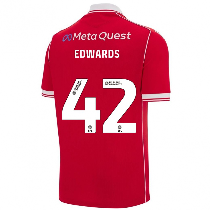 גברים כדורגל קאלום אדוארדס #42 אדום לבן ג'רזי ביתית 2025/26
