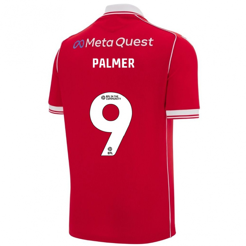 גברים כדורגל אולי פאלמר #9 אדום לבן ג'רזי ביתית 2025/26