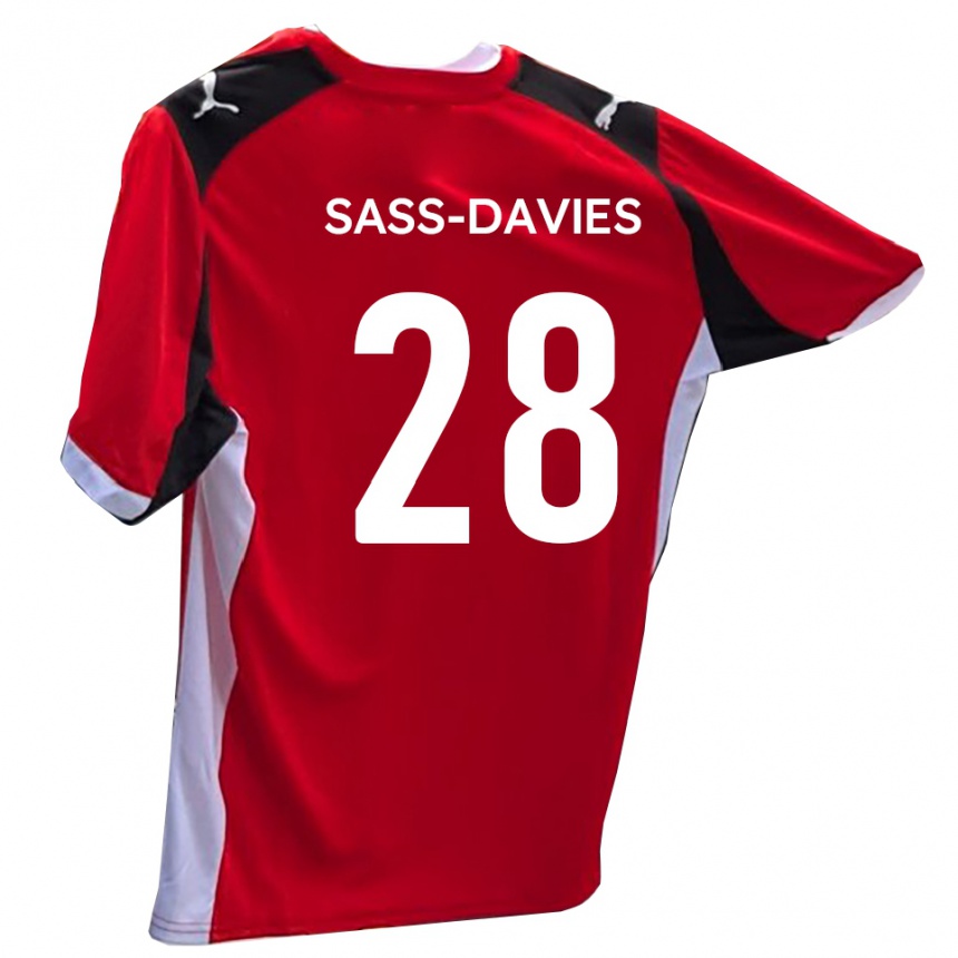 גברים כדורגל בילי סאס-דייוויס #28 אדום לבן ג'רזי ביתית 2025/26