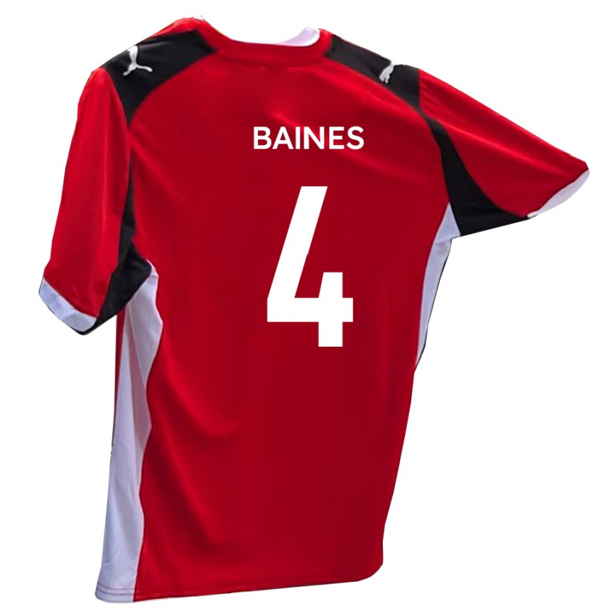 גברים כדורגל לואיס באיינס #4 אדום לבן ג'רזי ביתית 2025/26