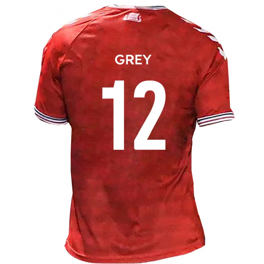 גברים כדורגל Joe Grey #12 אדום לבן ג'רזי ביתית 2025/26