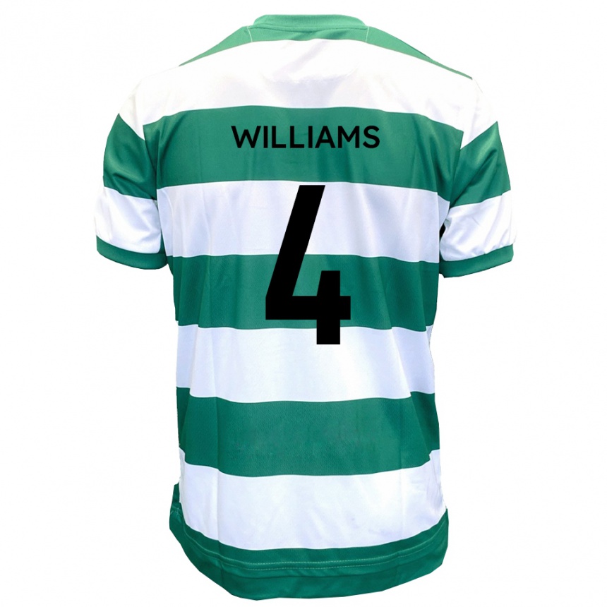גברים כדורגל מורגן וויליאמס #4 ירוק לבן ג'רזי ביתית 2025/26