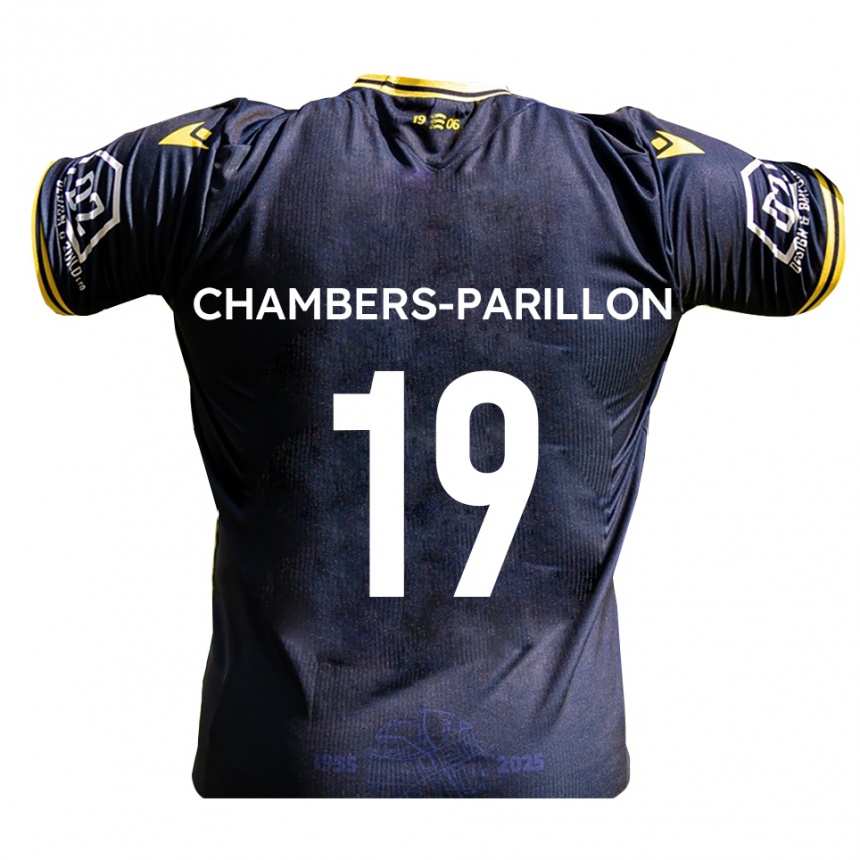 גברים כדורגל לאון צ׳יימברס-פרילון #19 כחול נייבי צהוב ג'רזי ביתית 2025/26