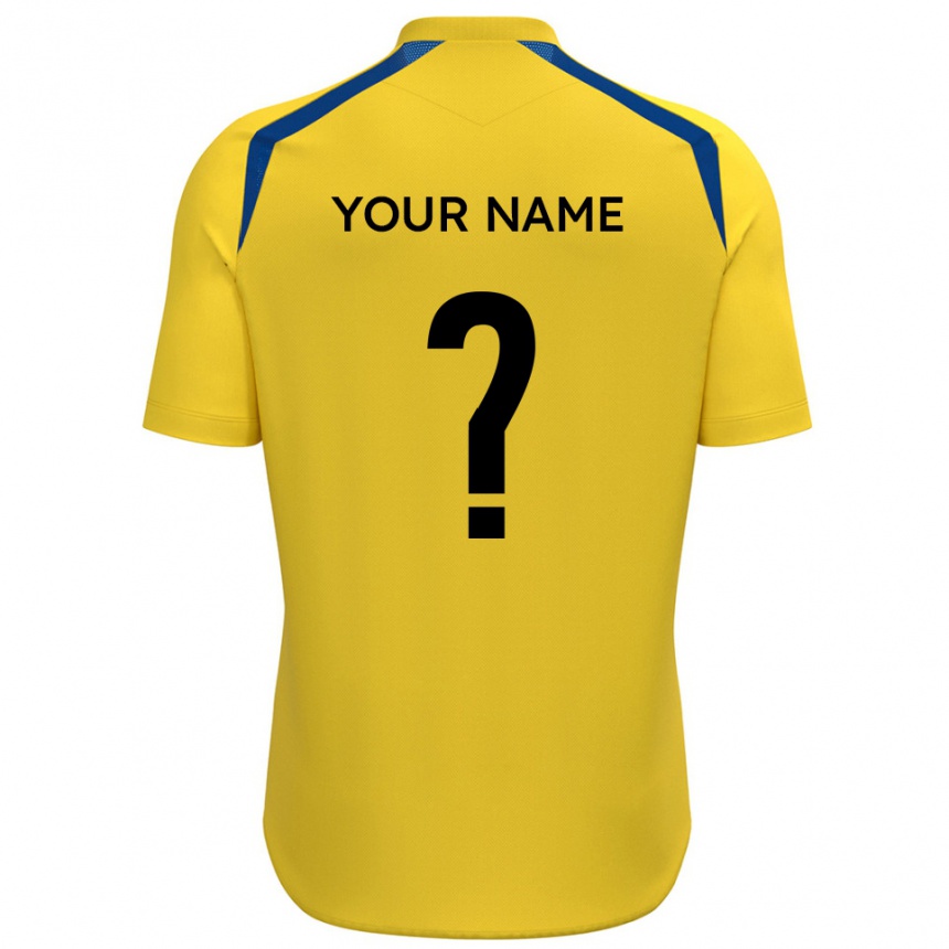 גברים כדורגל השם שלך #0 צהוב כחול ג'רזי ביתית 2025/26