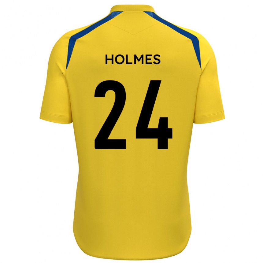 גברים כדורגל Fin Holmes #24 צהוב כחול ג'רזי ביתית 2025/26