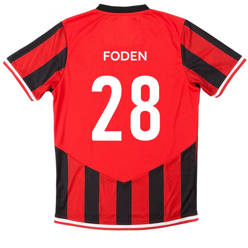 גברים כדורגל דניאל פודן #28 אדום שחור ג'רזי ביתית 2025/26