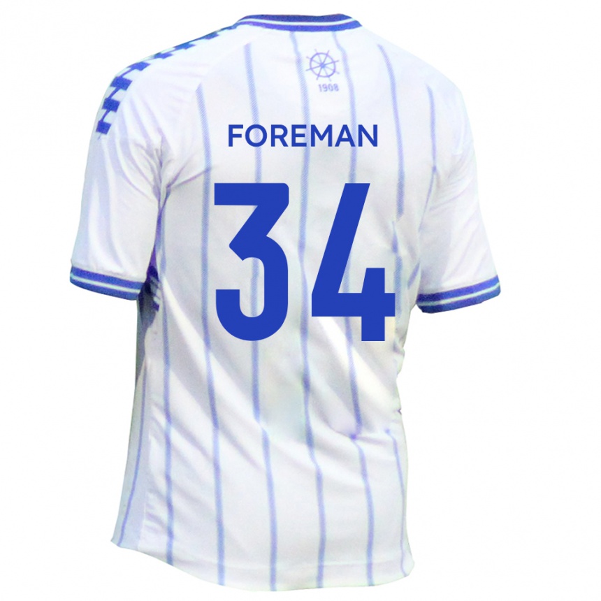 גברים כדורגל קיאן פורמן #34 לבן כחול ג'רזי ביתית 2025/26