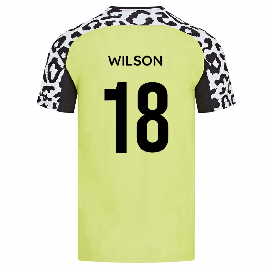 גברים כדורגל Kemall Wilson #18 צהוב פלואורסצנטי ג'רזי ביתית 2025/26