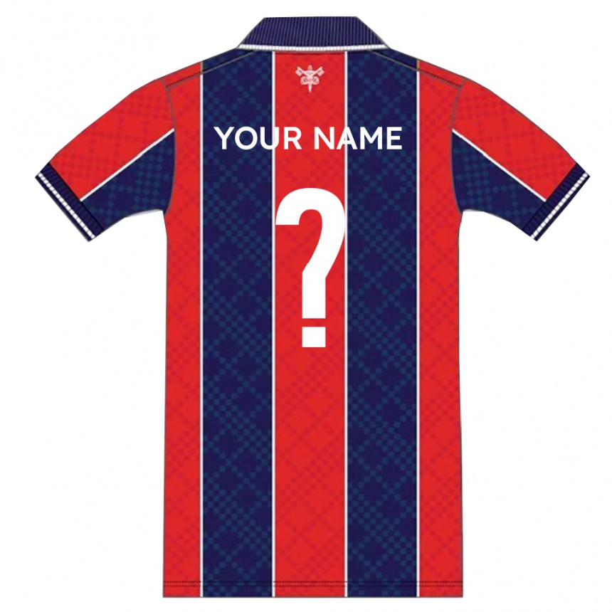 גברים כדורגל השם שלך #0 אדום נייבי ג'רזי ביתית 2025/26