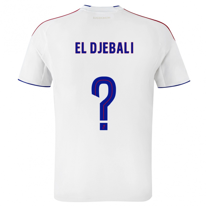 גברים כדורגל חיים אל דג'בלי #0 לבן אדום ג'רזי ביתית 2025/26