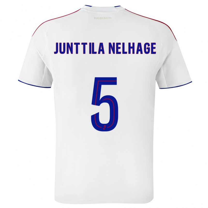 גברים כדורגל Elma Junttila Nelhage #5 לבן אדום ג'רזי ביתית 2025/26