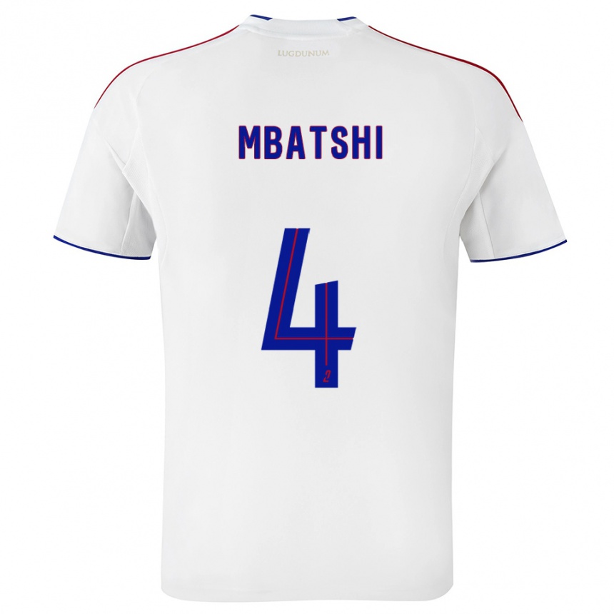 גברים כדורגל Prince Mbatshi Mukuba #4 לבן אדום ג'רזי ביתית 2025/26