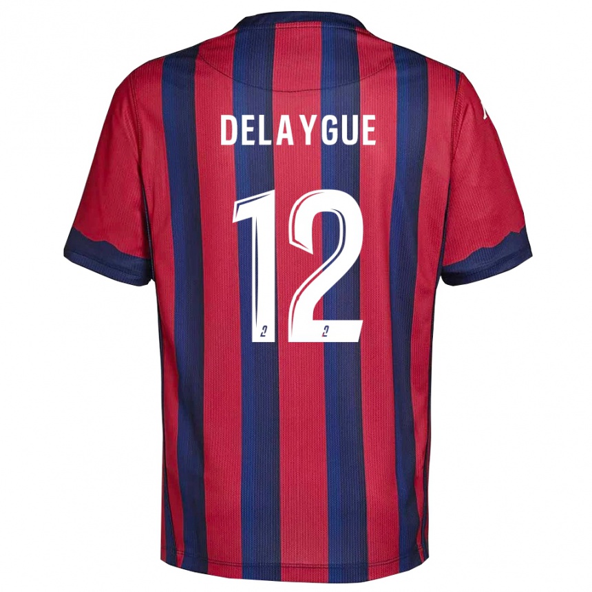 גברים כדורגל Lorenzo Delaygue #12 בורדו כחול נייבי ג'רזי ביתית 2025/26