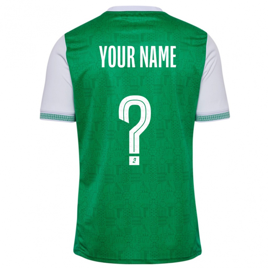 גברים כדורגל השם שלך #0 ירוק לבן ג'רזי ביתית 2025/26