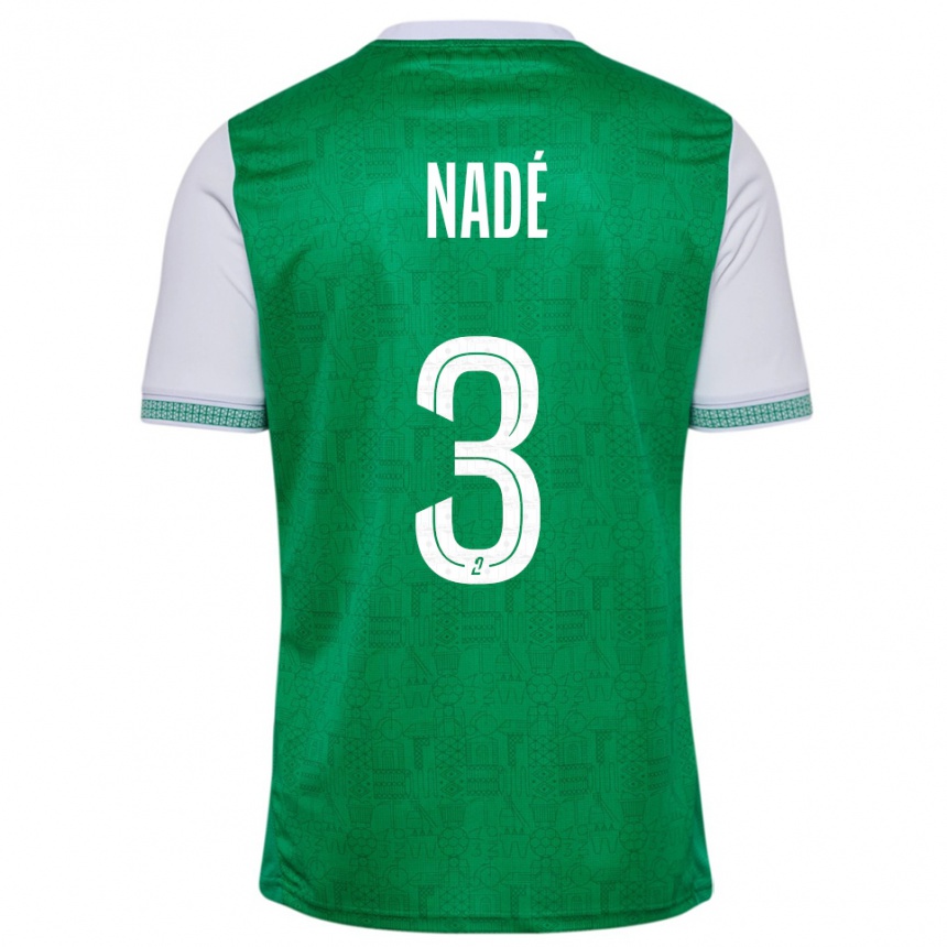 גברים כדורגל Mickaël Nadé #3 ירוק לבן ג'רזי ביתית 2025/26