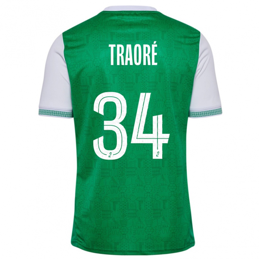 גברים כדורגל לסאנה טראורה #34 ירוק לבן ג'רזי ביתית 2025/26