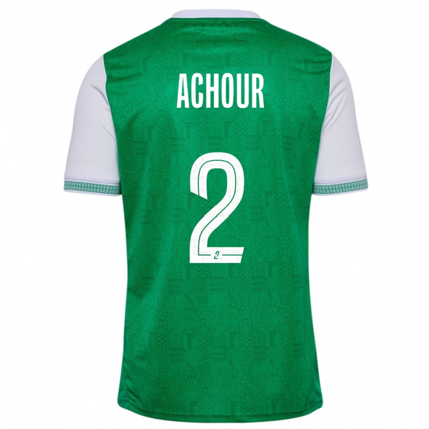 גברים כדורגל Samy Achour #2 ירוק לבן ג'רזי ביתית 2025/26