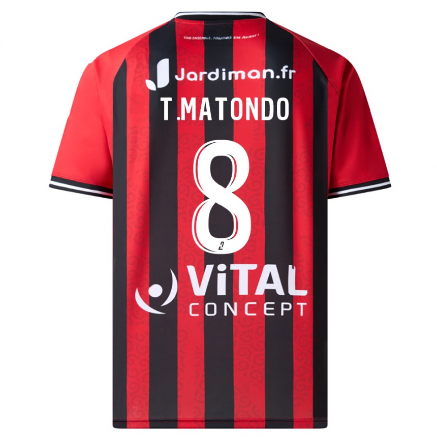 גברים כדורגל Trésor Matondo #8 אדום שחור ג'רזי ביתית 2025/26