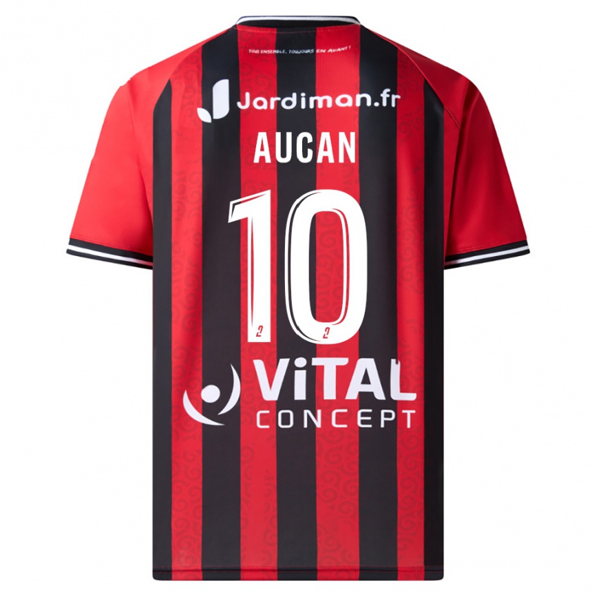 גברים כדורגל Ewan Aucan #10 אדום שחור ג'רזי ביתית 2025/26