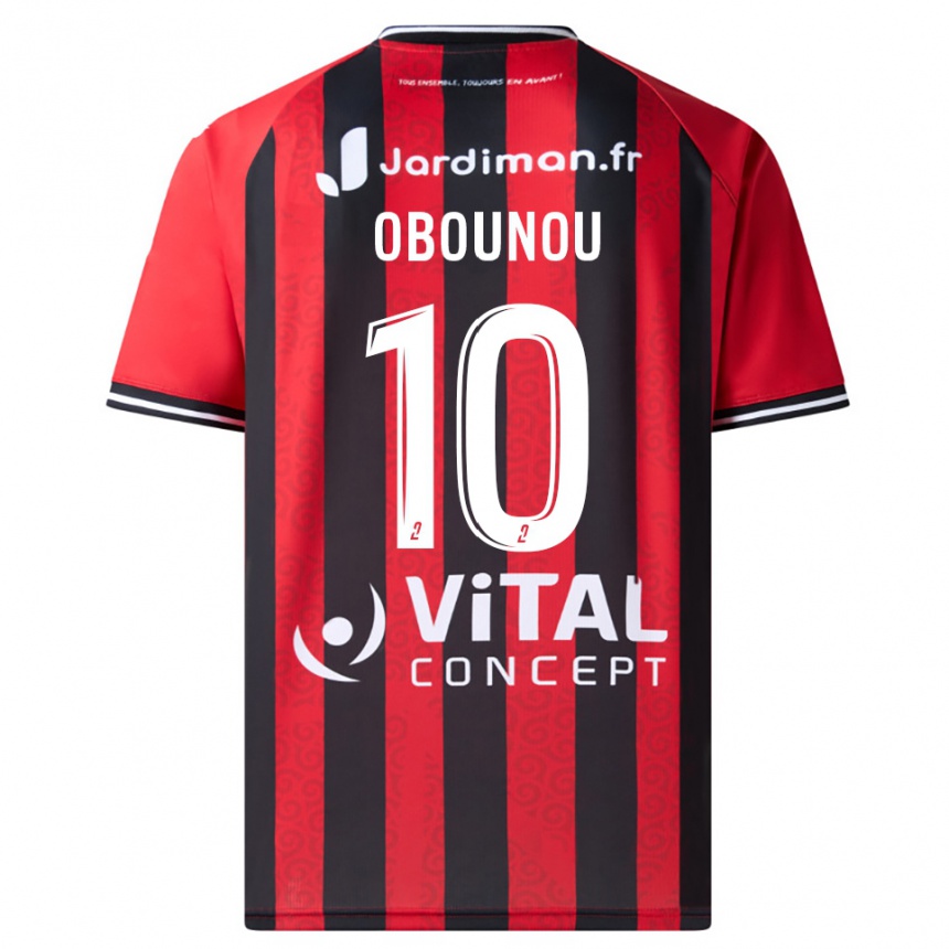 גברים כדורגל Élie Obounou #10 אדום שחור ג'רזי ביתית 2025/26