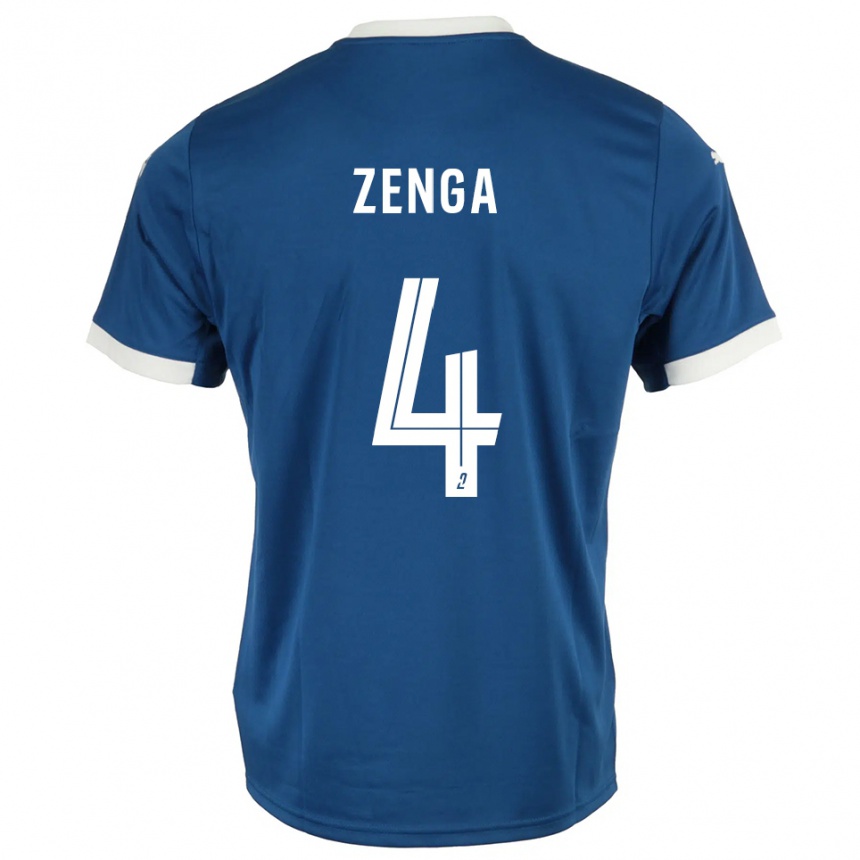 גברים כדורגל פרסטון זנגה #4 כחול לבן ג'רזי ביתית 2025/26