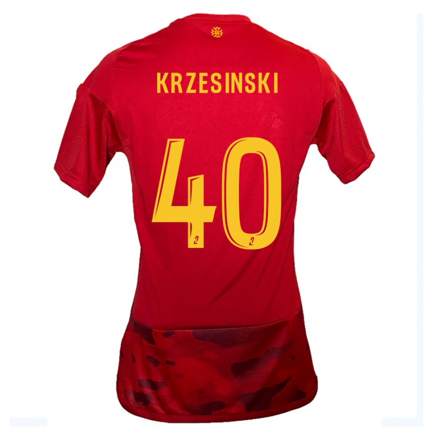 גברים כדורגל Clément Krzesinski #40 אדום צהוב ג'רזי ביתית 2025/26