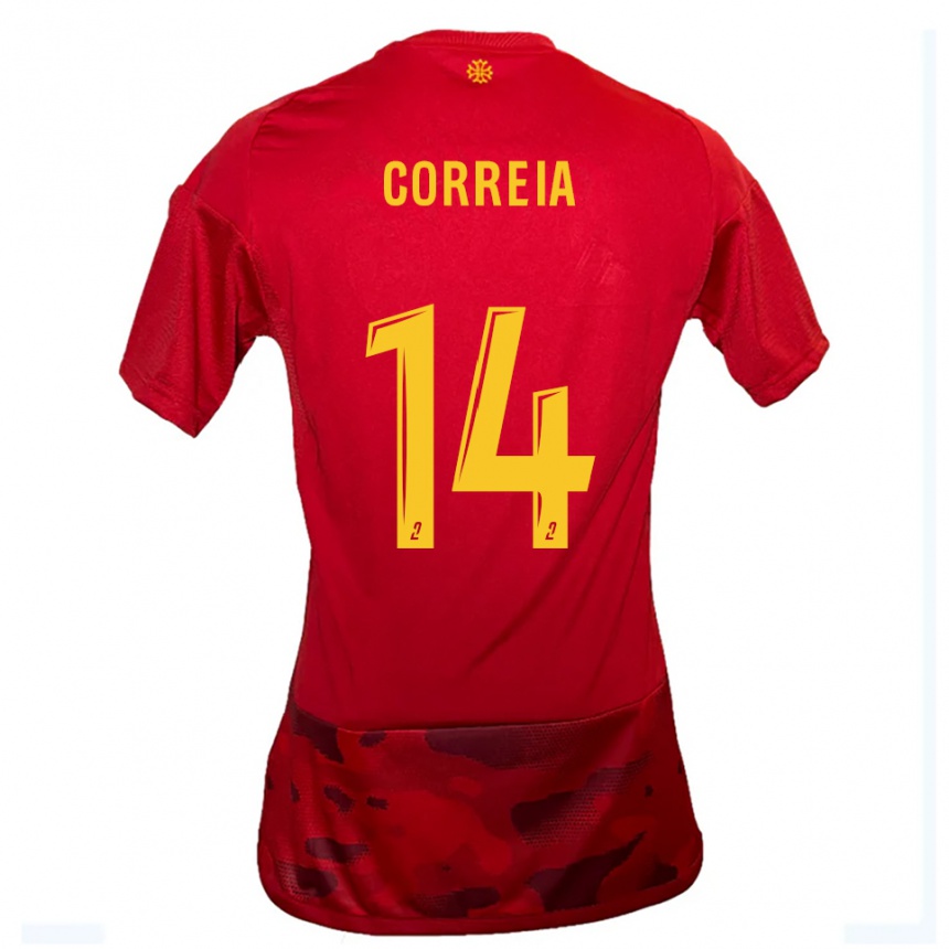 גברים כדורגל Tiago Correia #14 אדום צהוב ג'רזי ביתית 2025/26