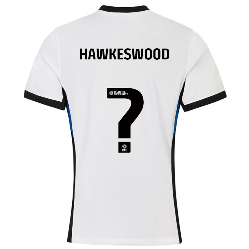 גברים כדורגל Fynn Hawkeswood #0 לבן כחול הרחק ג'רזי 2025/26