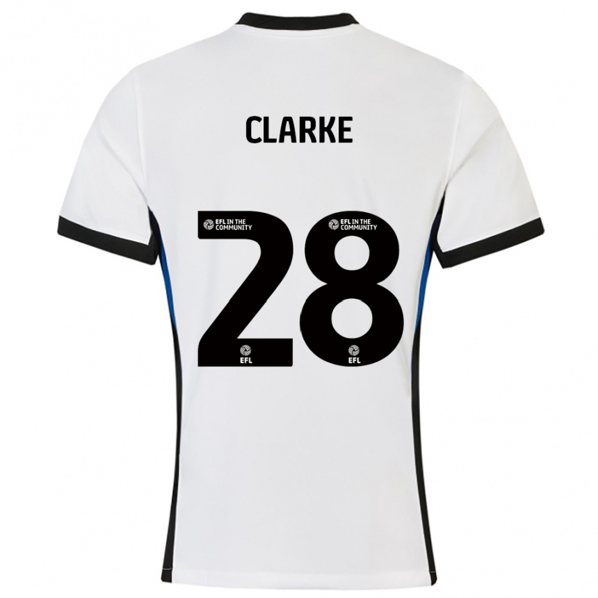 גברים כדורגל שרלוט קלארק #28 לבן כחול הרחק ג'רזי 2025/26