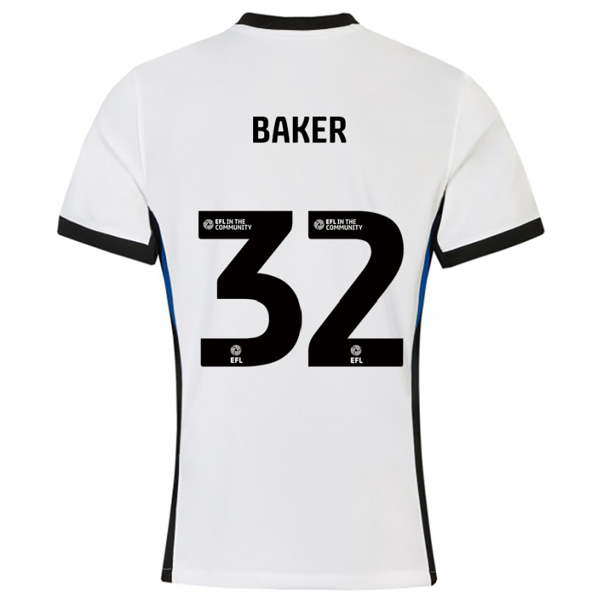 גברים כדורגל אווה בייקר #32 לבן כחול הרחק ג'רזי 2025/26 גברים כדורגל אווה בייקר #32 לבן כחול הרחק ג'רזי 2025/26