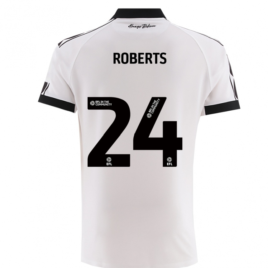 גברים כדורגל היידון רוברטס #24 לבן שחור הרחק ג'רזי 2025/26