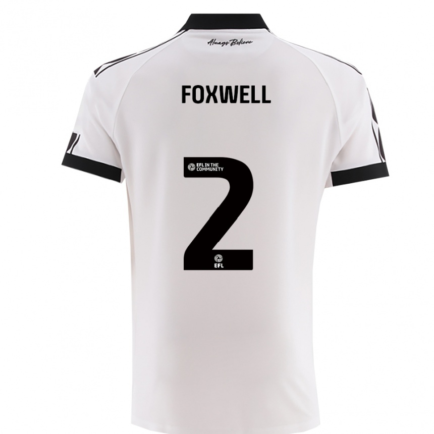 גברים כדורגל Jaiden Foxwell #2 לבן שחור הרחק ג'רזי 2025/26