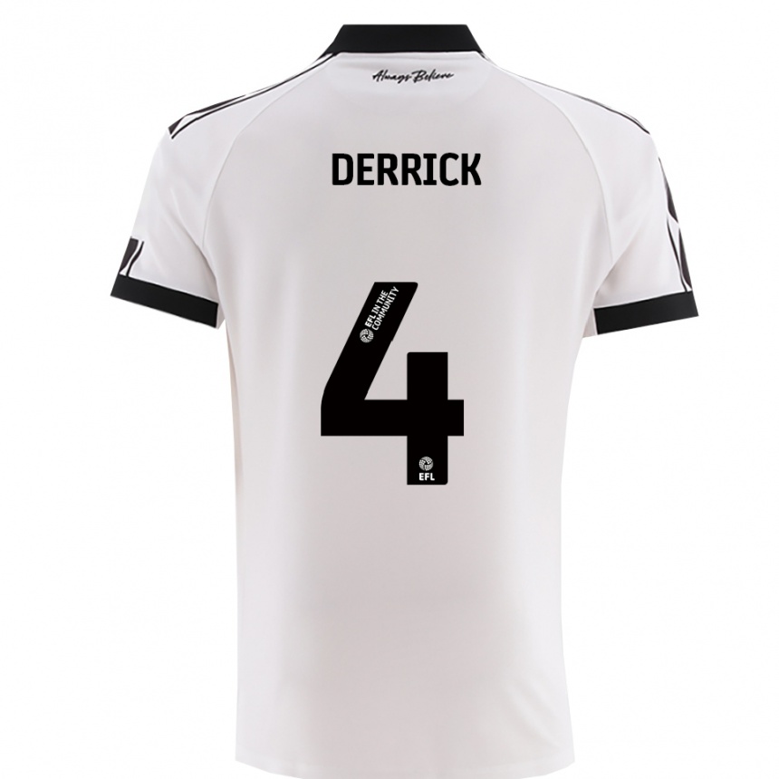 גברים כדורגל לואי דריק #4 לבן שחור הרחק ג'רזי 2025/26