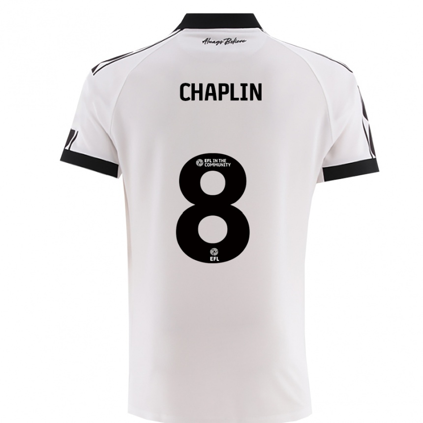 גברים כדורגל Tom Chaplin #8 לבן שחור הרחק ג'רזי 2025/26