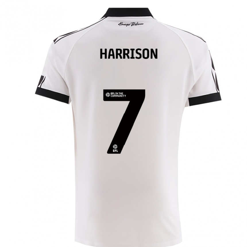 גברים כדורגל אבי הריסון #7 לבן שחור הרחק ג'רזי 2025/26