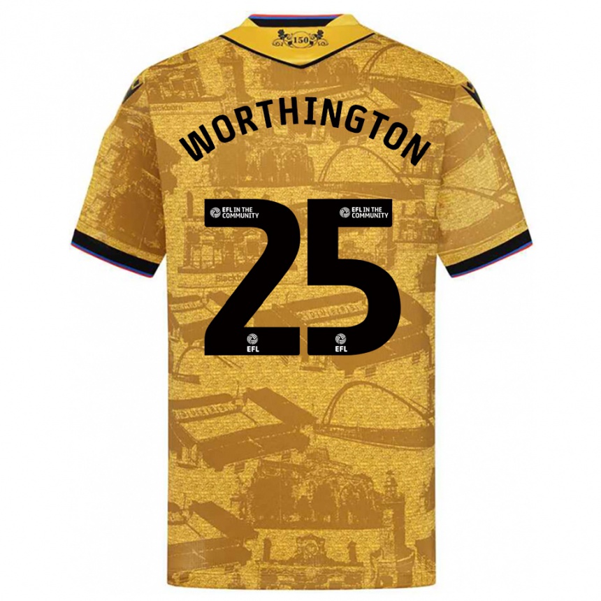 גברים כדורגל Nicola Worthington #25 זהב שחור הרחק ג'רזי 2025/26