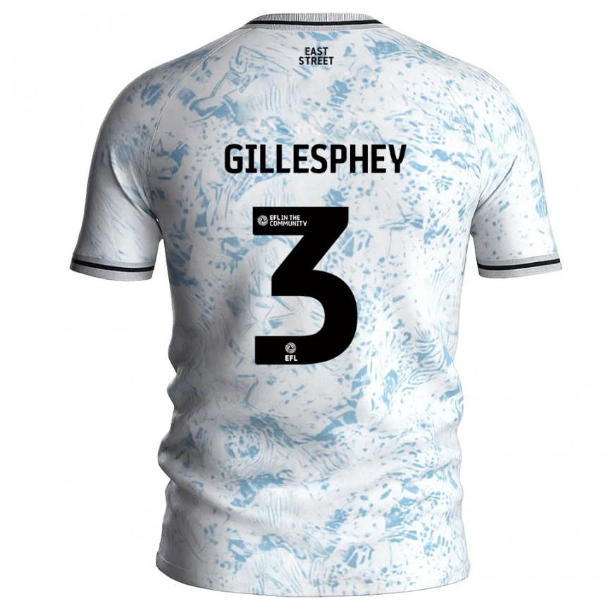 גברים כדורגל מקאוליי גילספי #3 לבן תכלת הרחק ג'רזי 2025/26