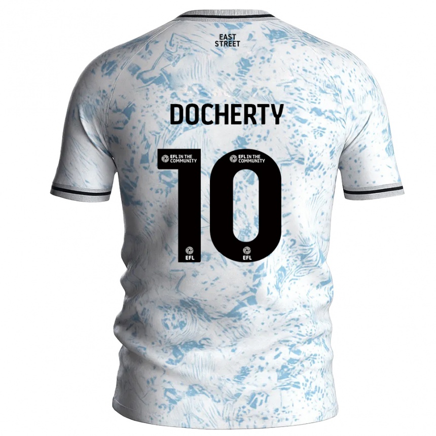 גברים כדורגל גרג דוקארטי #10 לבן תכלת הרחק ג'רזי 2025/26 גברים כדורגל גרג דוקארטי #10 לבן תכלת הרחק ג'רזי 2025/26