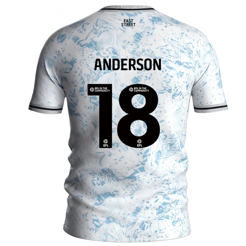 גברים כדורגל קארוי אנדרסון #18 לבן תכלת הרחק ג'רזי 2025/26