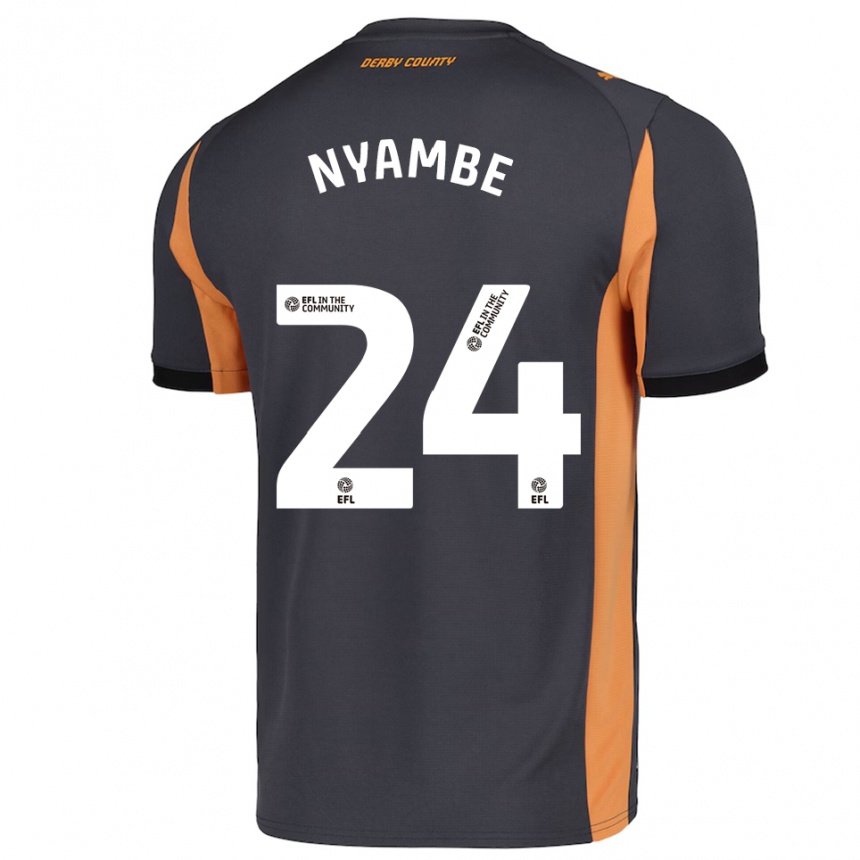 גברים כדורגל ריאן ניאמבה #24 אפור כתום שחור הרחק ג'רזי 2025/26