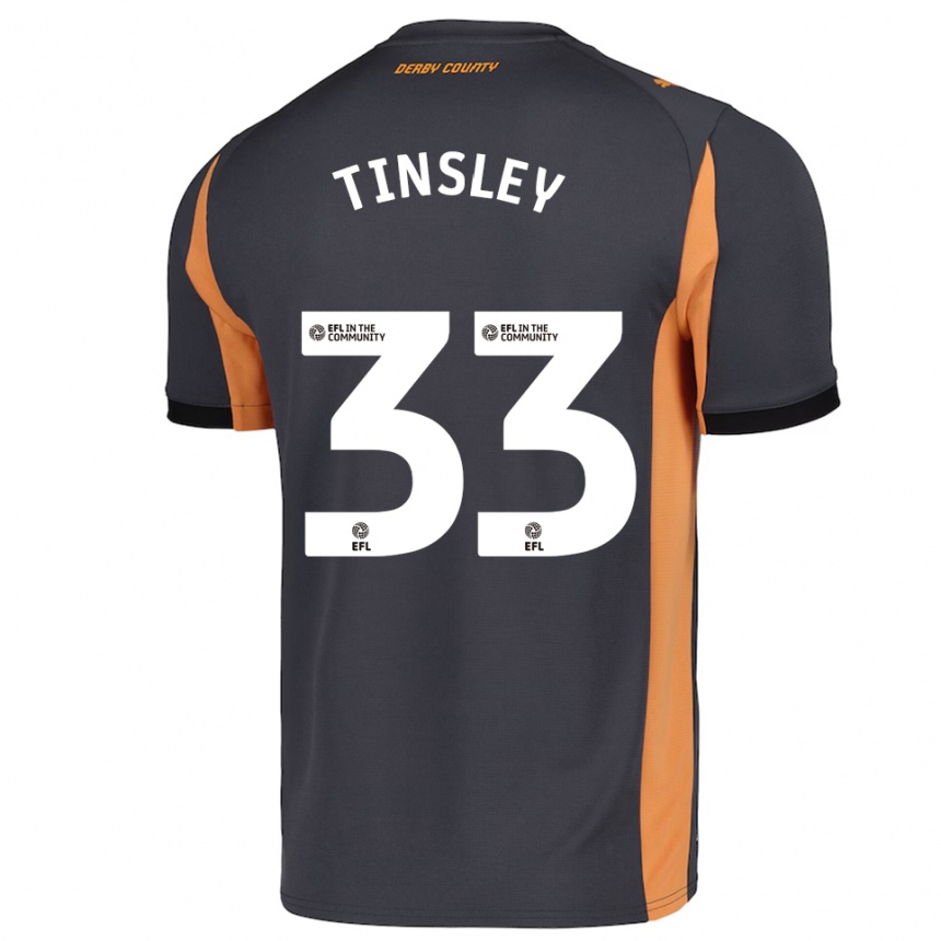 גברים כדורגל מייגן טינסלי #33 אפור כתום שחור הרחק ג'רזי 2025/26