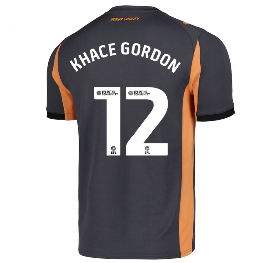 גברים כדורגל Khace Gordon #12 אפור כתום שחור הרחק ג'רזי 2025/26