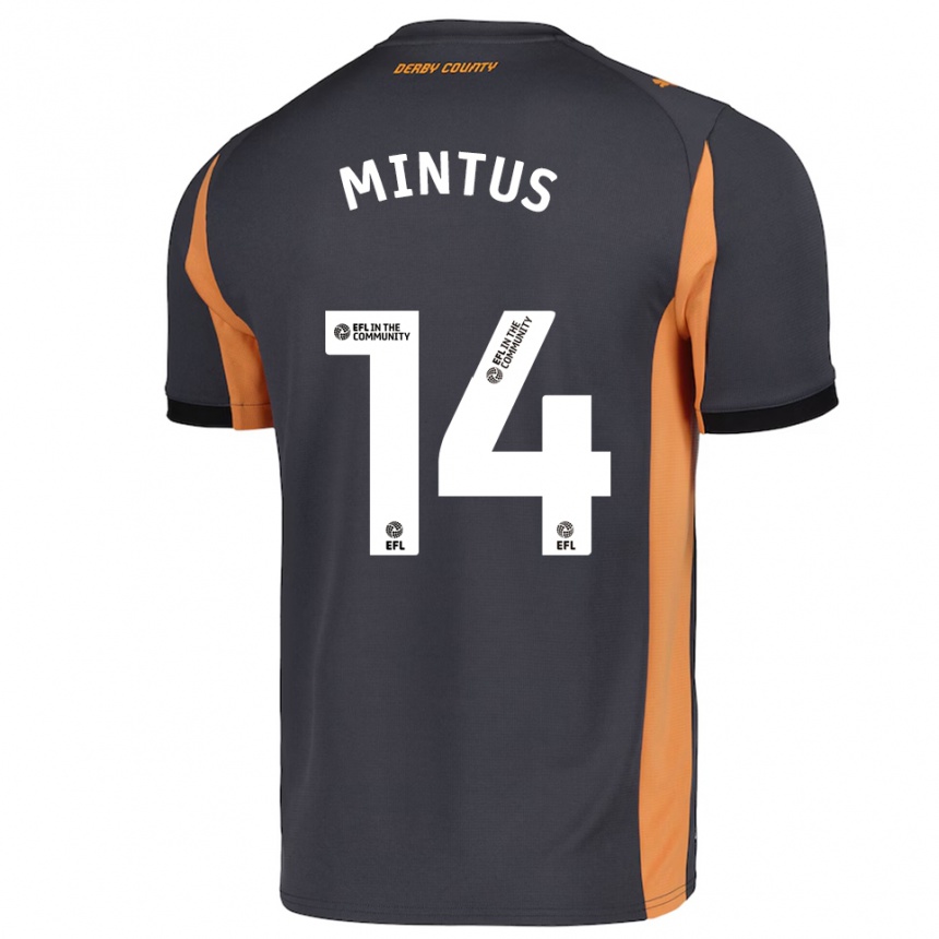 גברים כדורגל Marley Mintus #14 אפור כתום שחור הרחק ג'רזי 2025/26