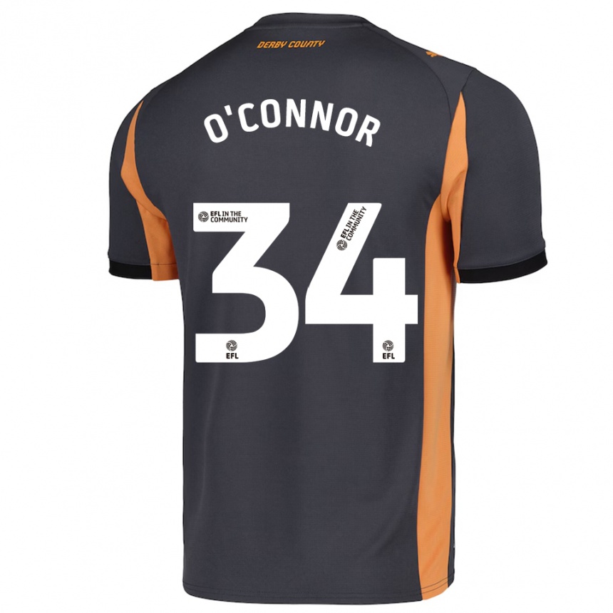 גברים כדורגל Dolcie O'connor #34 אפור כתום שחור הרחק ג'רזי 2025/26