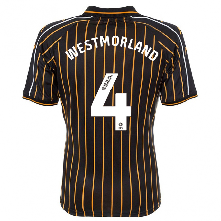 גברים כדורגל Emma Westmorland #4 לבן שחור הרחק ג'רזי 2025/26