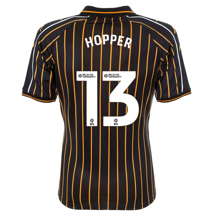 גברים כדורגל Jake Hopper #13 לבן שחור הרחק ג'רזי 2025/26