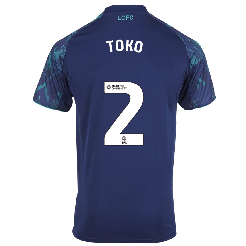 גברים כדורגל Michael Toko #2 כחול נייבי ירוק לבן הרחק ג'רזי 2025/26
