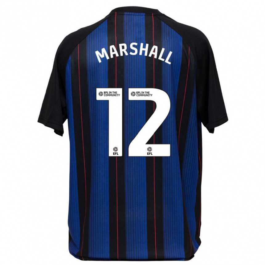 גברים כדורגל איב מרשל #12 כחול שחור הרחק ג'רזי 2025/26